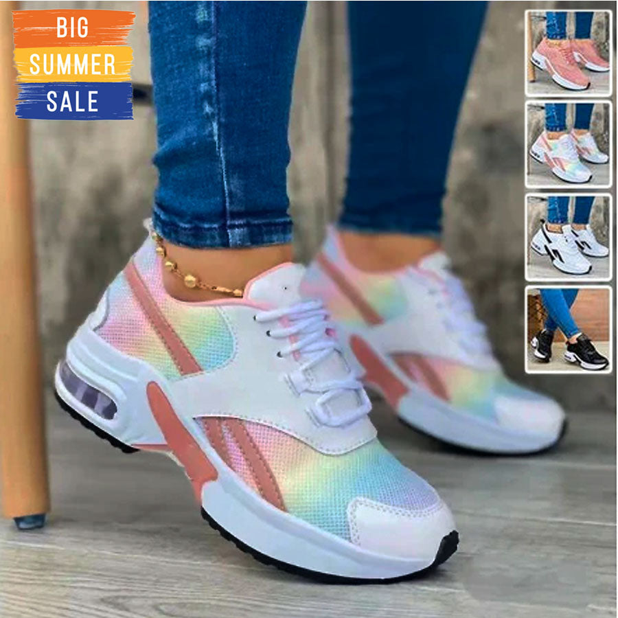 Im Angebot dieser Woche 50 % RABATT 🔥Plateau-Sneaker für Damen zum Schnüren mit Farben, orthopädische Walking-Sneaker