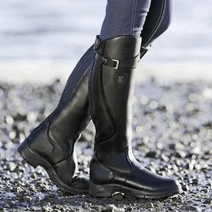 Women's Waterproof Leather Riding Boots