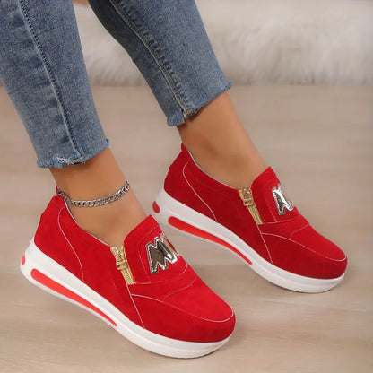 Last day 50% Off❤️ Women's Casual Platform Slip On Sneakers, Side Zipper Low Top Running Shoes, Casual Walking Sports Shoes