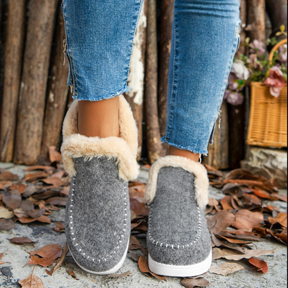 Women's Fleece Soft Ankle Boots, Cozy Furry Slip-On Winter Shoes