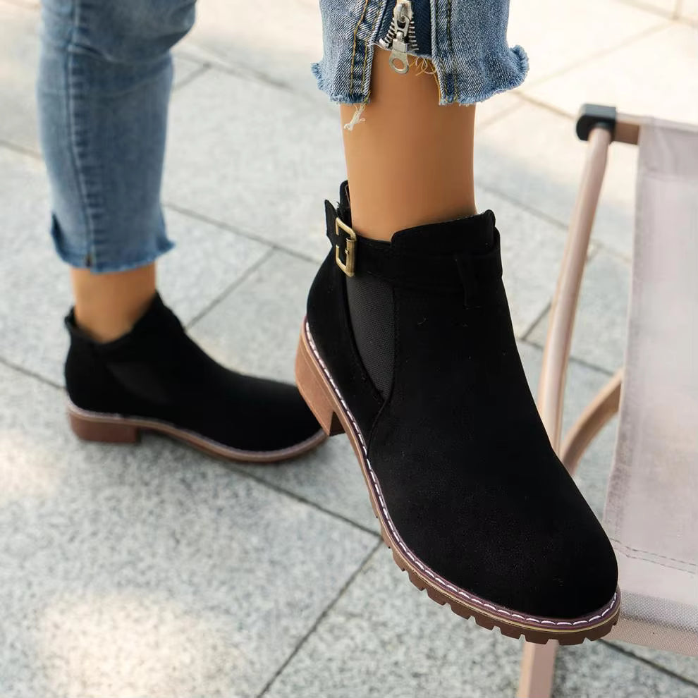 Women’s New Fall Chelsea Leather Ankle Boots – Comfortable, Roomy Toe & Low Heel