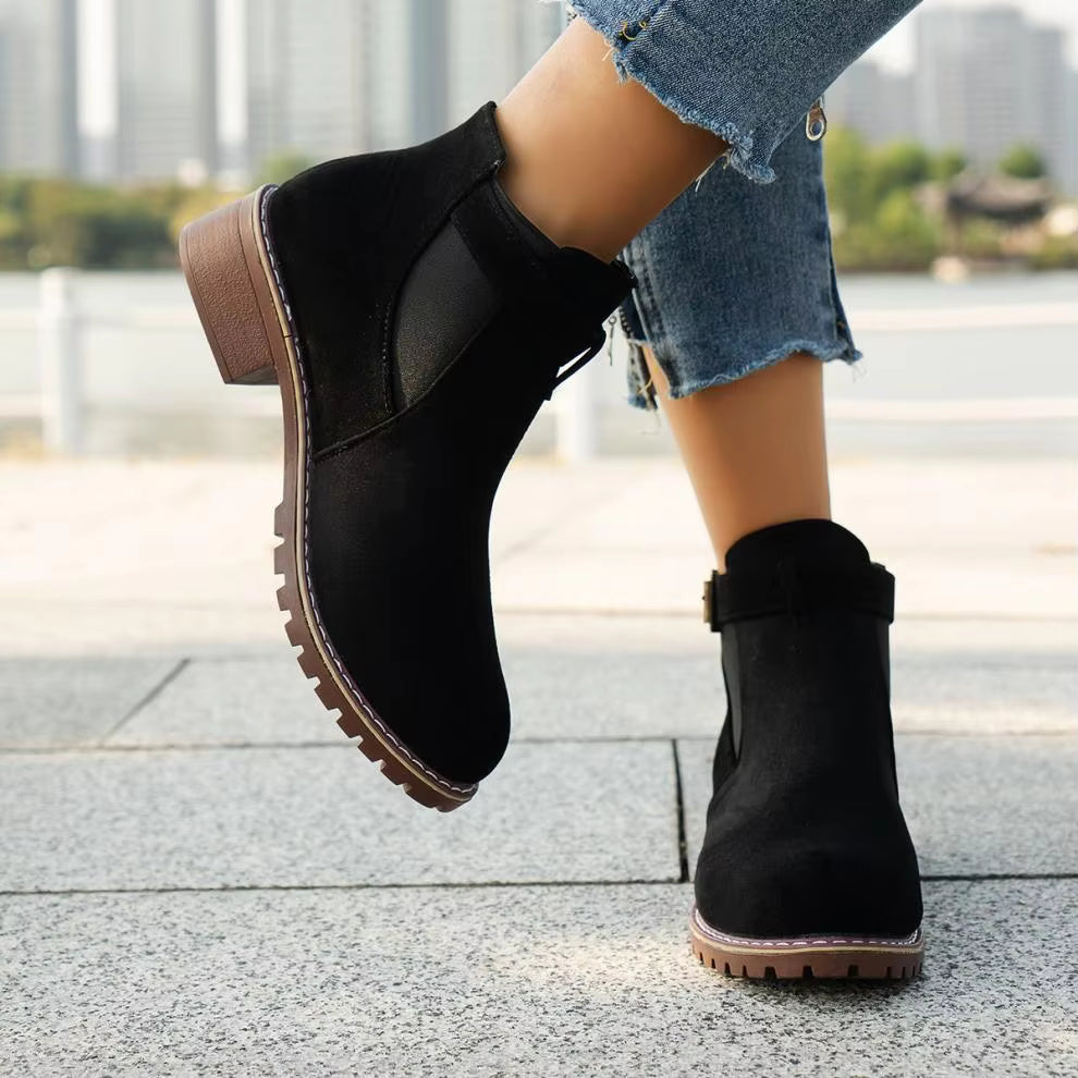Women’s New Fall Chelsea Leather Ankle Boots – Comfortable, Roomy Toe & Low Heel