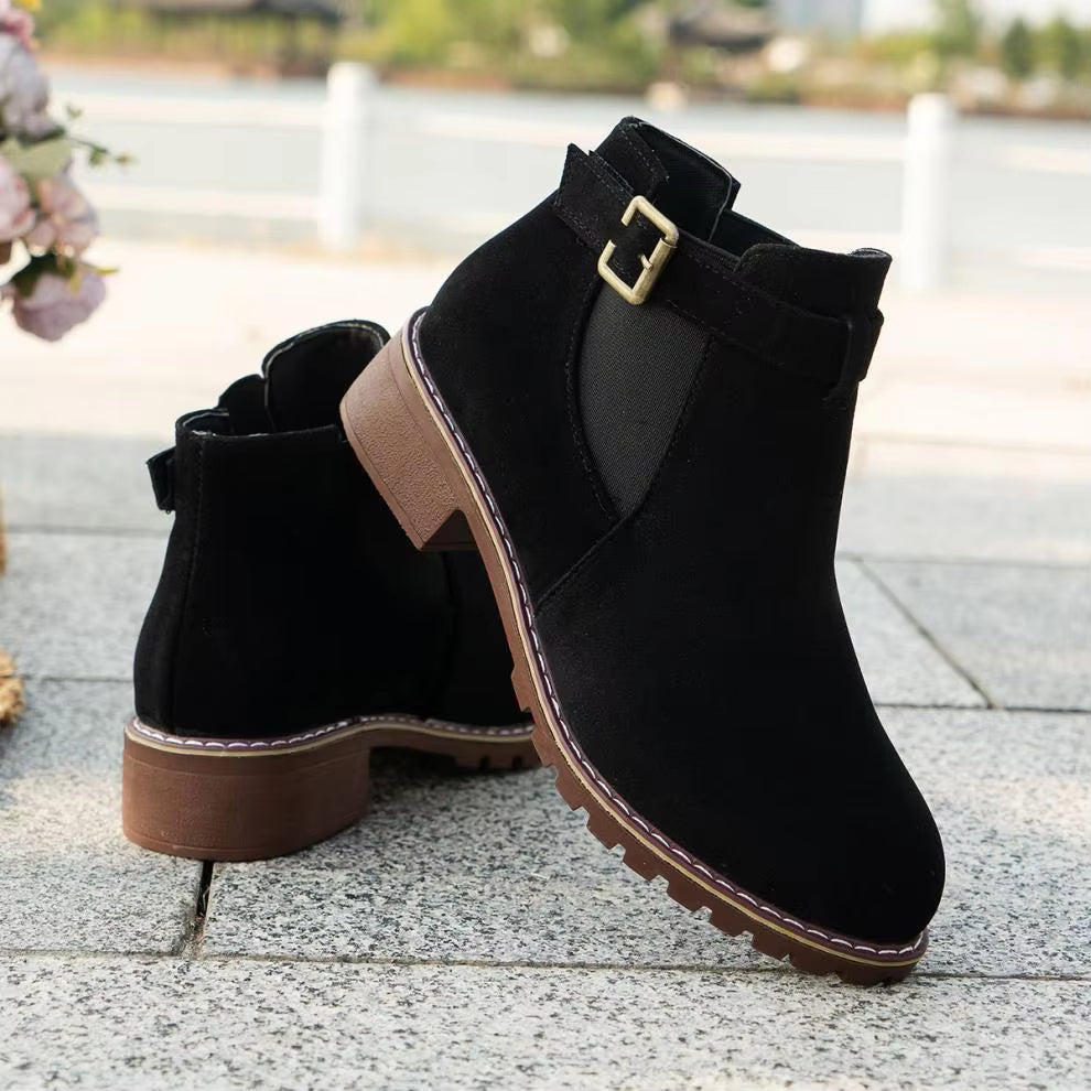 Women’s New Fall Chelsea Leather Ankle Boots – Comfortable, Roomy Toe & Low Heel