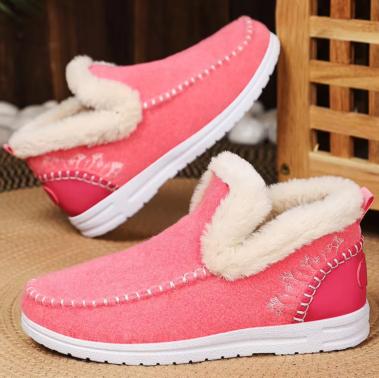Women's Fleece Soft Ankle Boots, Cozy Furry Slip-On Winter Shoes
