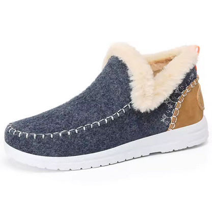 Women's Fleece Soft Ankle Boots, Cozy Furry Slip-On Winter Shoes