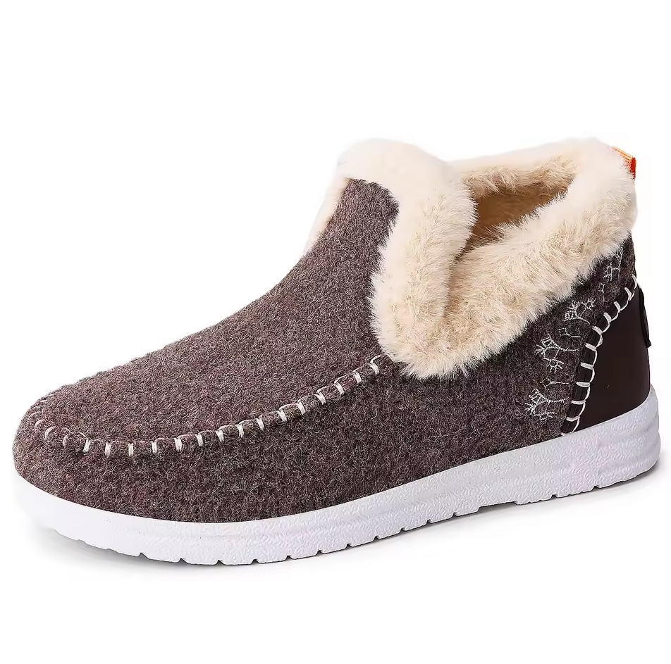 Women's Fleece Soft Ankle Boots, Cozy Furry Slip-On Winter Shoes