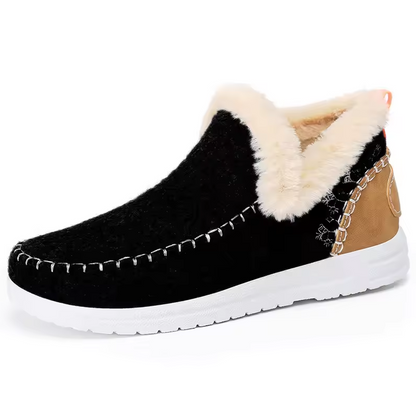 Women's Fleece Soft Ankle Boots, Cozy Furry Slip-On Winter Shoes