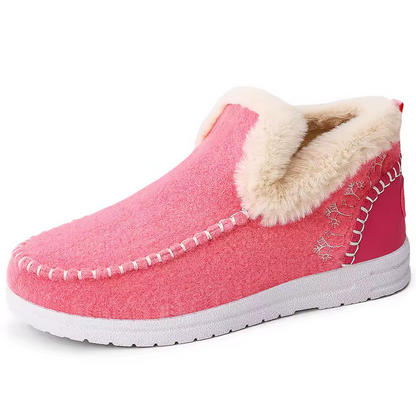Women's Fleece Soft Ankle Boots, Cozy Furry Slip-On Winter Shoes