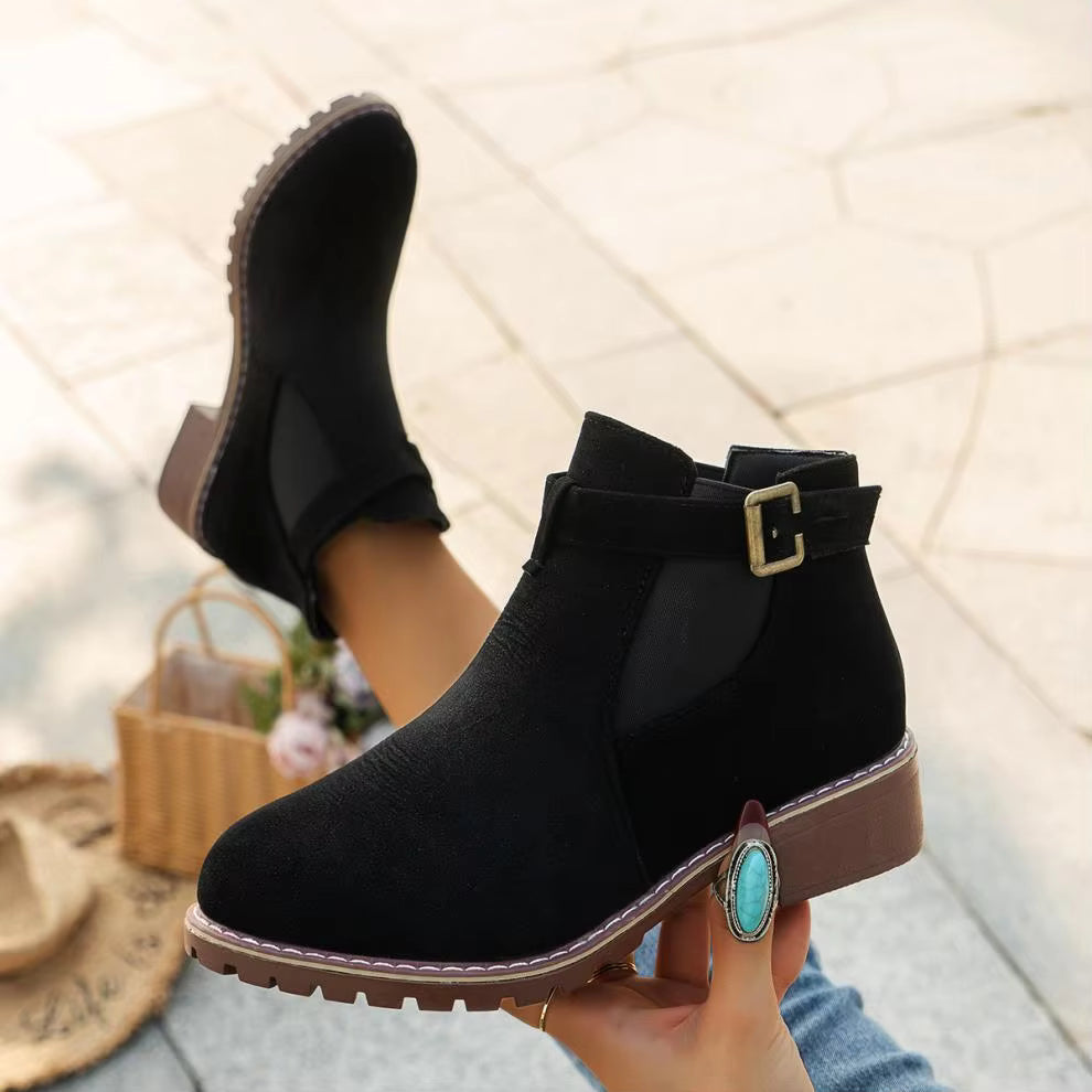 Women’s New Fall Chelsea Leather Ankle Boots – Comfortable, Roomy Toe & Low Heel