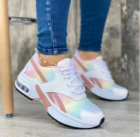 Im Angebot dieser Woche 50 % RABATT 🔥Plateau-Sneaker für Damen zum Schnüren mit Farben, orthopädische Walking-Sneaker 