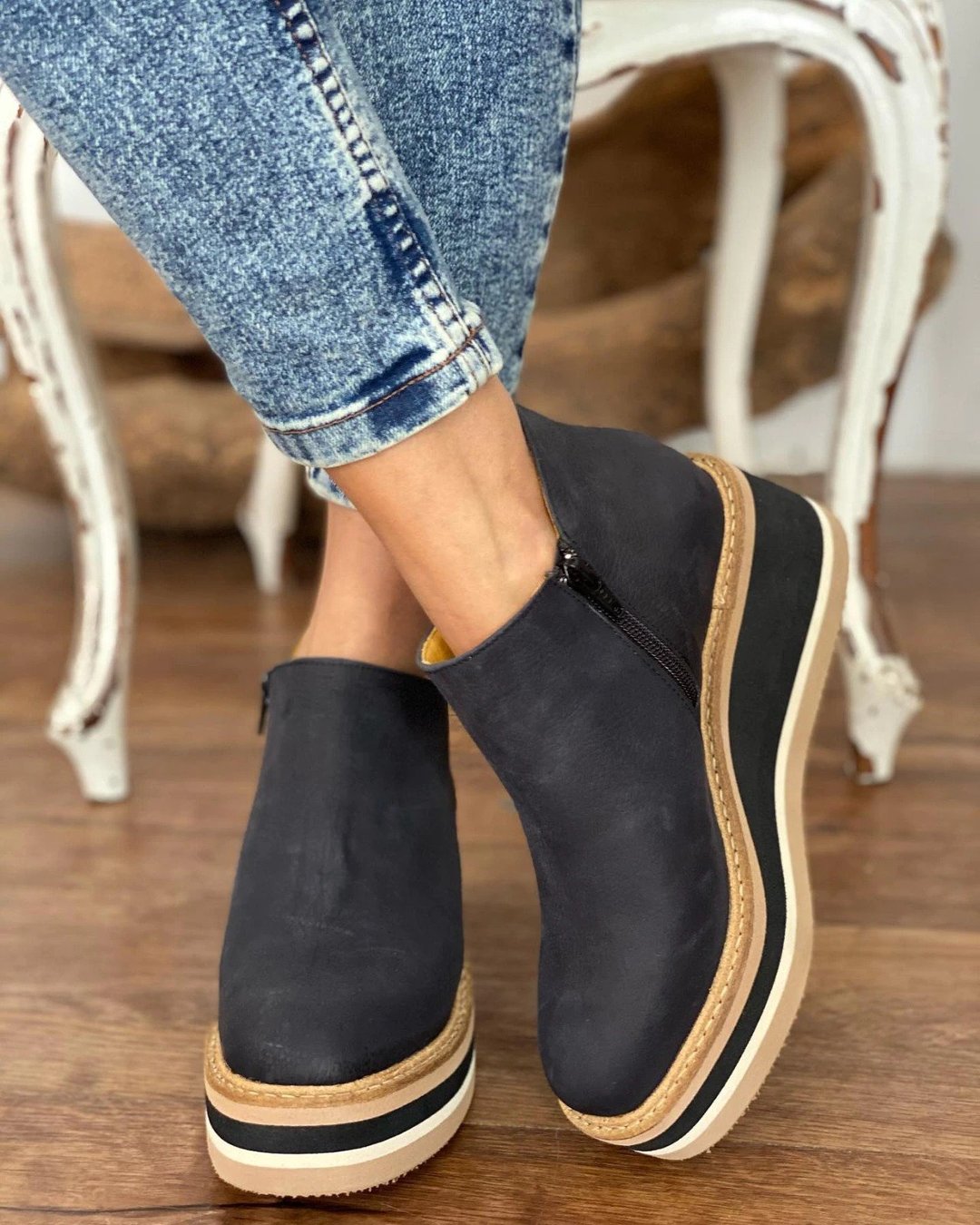 Women's Premium Solid Wedge Ankle Boots